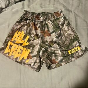 Kill Crew Muay Thai Shorts (Mid Thigh Cut) - Camo/Orange